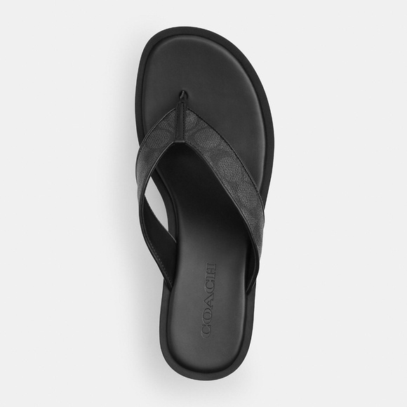 New Coach Black Thong Wedge Sandal In Signature Canvas - Picture 2 of 6